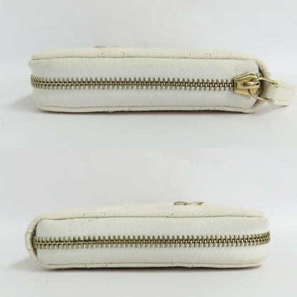 Chanel Long Zip Wallet Ap3337 Matelasse Caviar Skin White Gdhardware