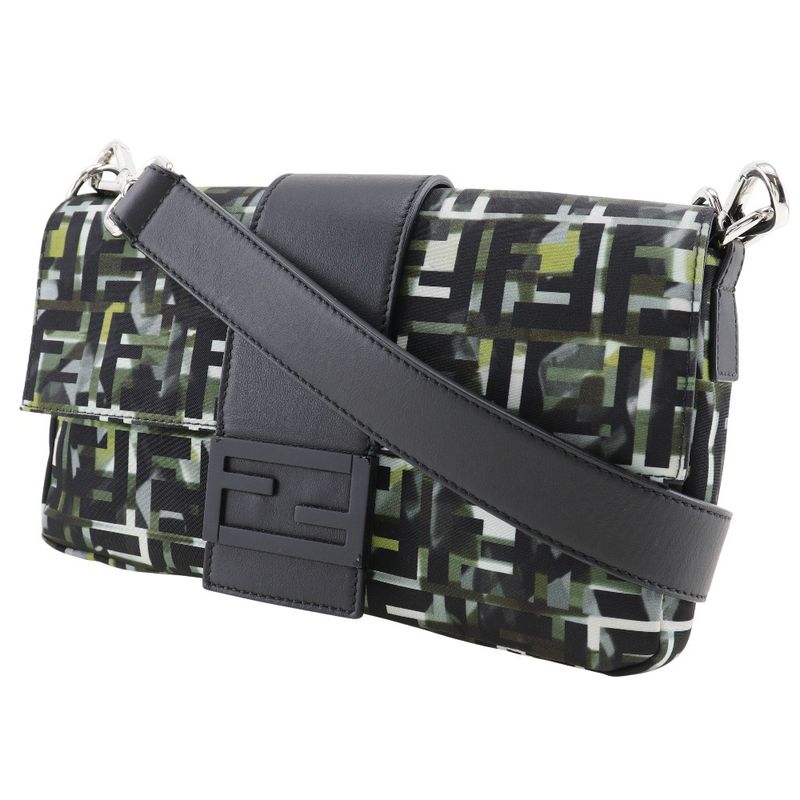 Fendi Mamma Bucket 3WAY Body Clutch Zucca Camouflage Pattern 7va472 Nylon Black