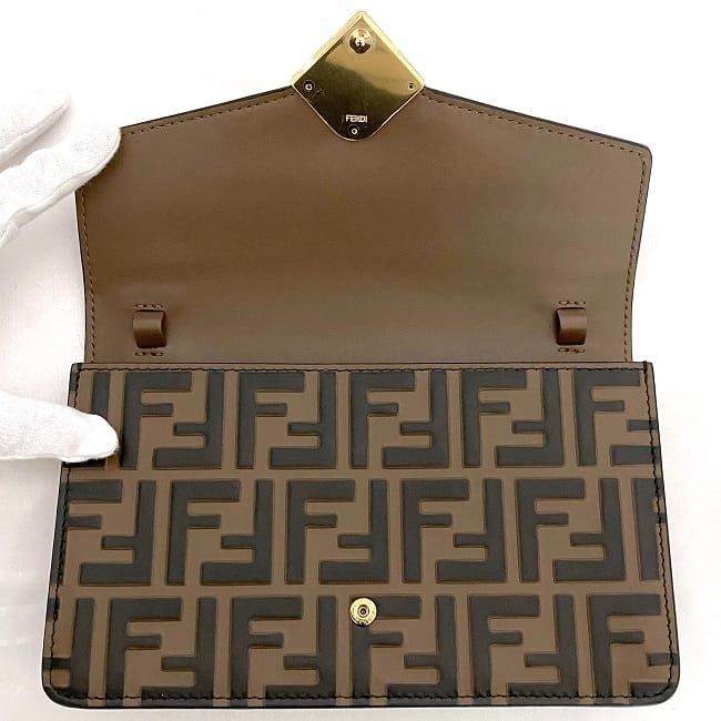 Fendi 2way Chain Shoulder Bag Brown FF Diamond