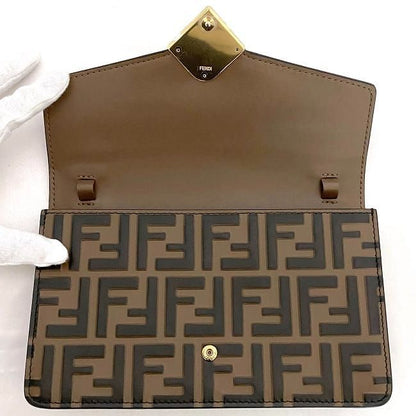 Fendi 2way Chain Shoulder Bag Brown FF Diamond