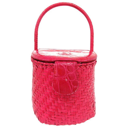 Fendi Croc Straw Bag Basket Bag Straw Pink 2524 Fendi