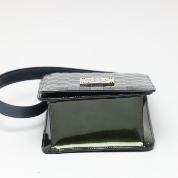 Louis Vuitton M92128 Damier Vernis Club Handbag Petrol Blue Shoulder Bag Louis