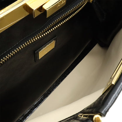 Fendi Peekaboo Regular Handbag 2WAY Shoulder Bag Crossbody Leather Black Black
