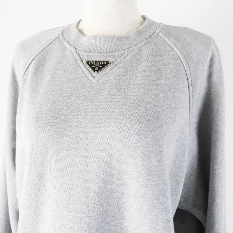 Prada 23SS 134668 Triangle Logo/triangle Logo Plate Oversized Sweatshirt Grey