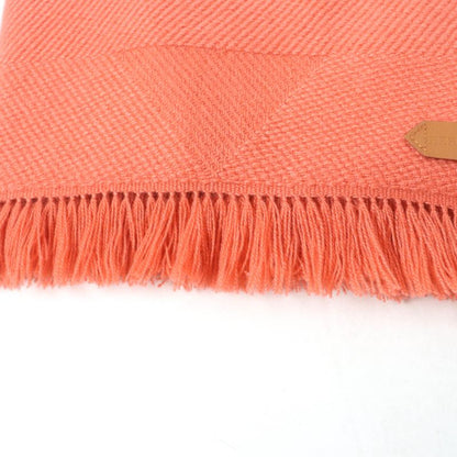 Hermes Grand Chevron 100% Cashmere Rose Blush Leather Scarf With Logo Patch And