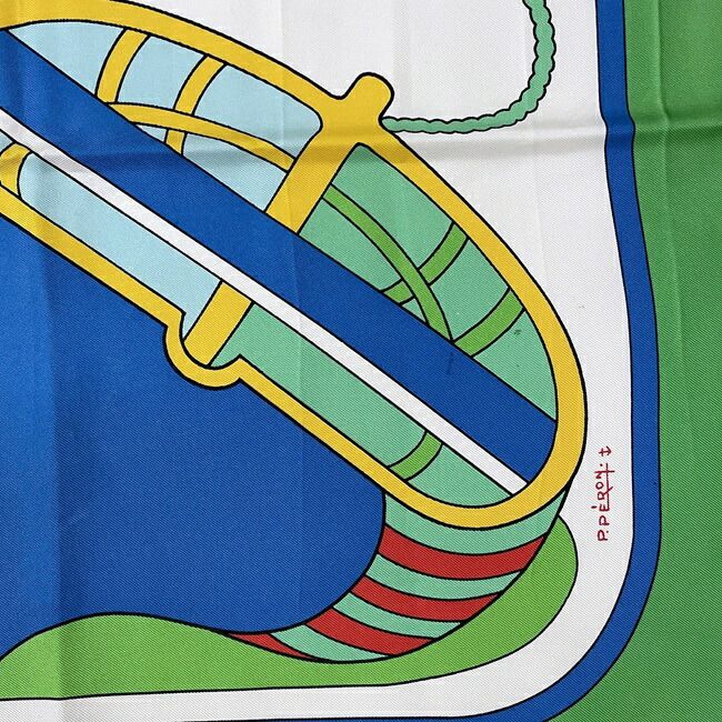 Hermes Scarf Carré 90 Green Blue White Thalassa