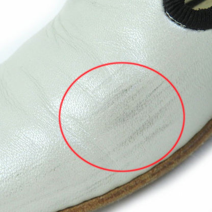 CHANEL 16P G31630 Coco Mark Flat Leather Shoes White Black 35 With Box