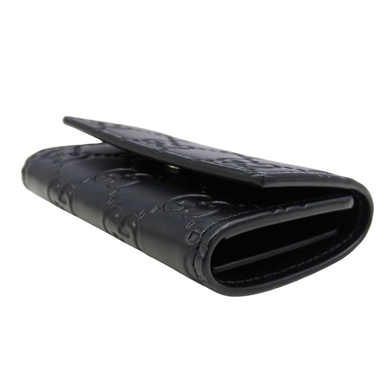 Gucci Key Case Men's Brand Sima Leather Black 779824 6-rib Key Case Small