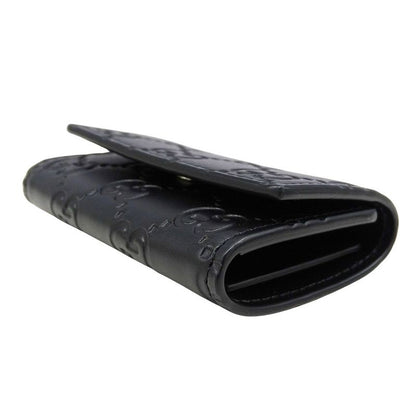 Gucci Key Case Men's Brand Sima Leather Black 779824 6-rib Key Case Small