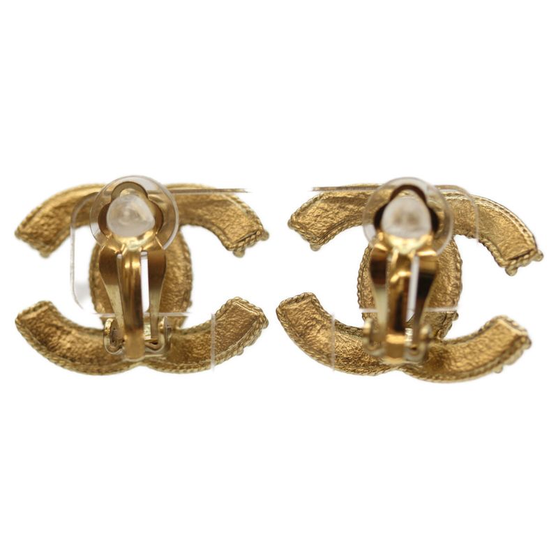 Chanel 06A GP Coco Mark Brown Stone Earrings