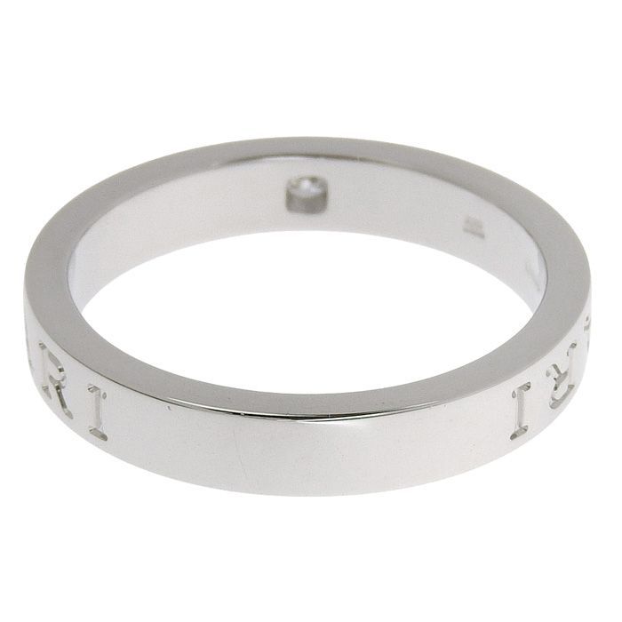 Bvlgari Double Logo Diamond Ring 18K White Gold 750 White Gold Diamond #21 Ring