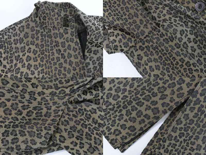Authentic Fendi Leopard Print Half Coat Jacket 38 Polyester Cotton Khaki Black