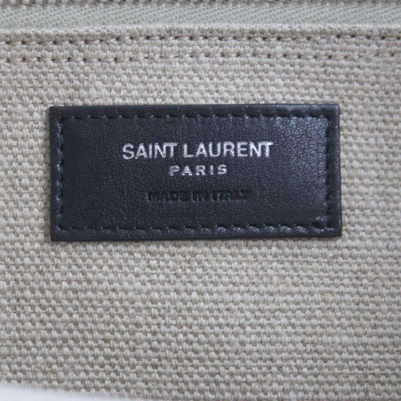  Saint Laurent Paris 617481 Rive Gauche Logo Canvas Leather Tote Bag Beige