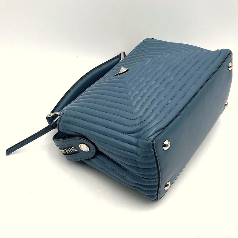 Fendi 8bn299 Dotcom Handbag Shoulder Bag 2way Blue Leather Women Fashion