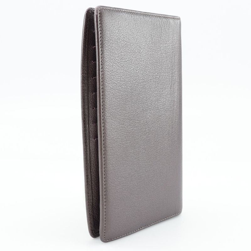 Chanel Camellia Coco Mark Leather Metallic Purple Women's Long Wallet