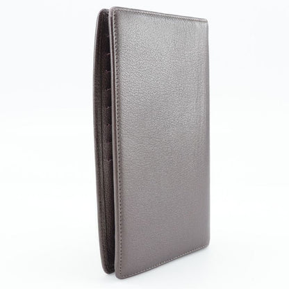 Chanel Camellia Coco Mark Leather Metallic Purple Women's Long Wallet