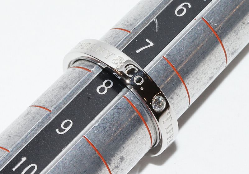 Tiffany & Co Ring Pt950 Diamond 3P (007ct) T&CO Band Ring With Flat Band Ring