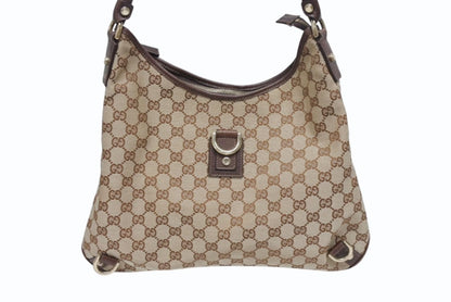 Gucci Bag Handbag GG Canvas Leather Beige Brown Gold — view 2