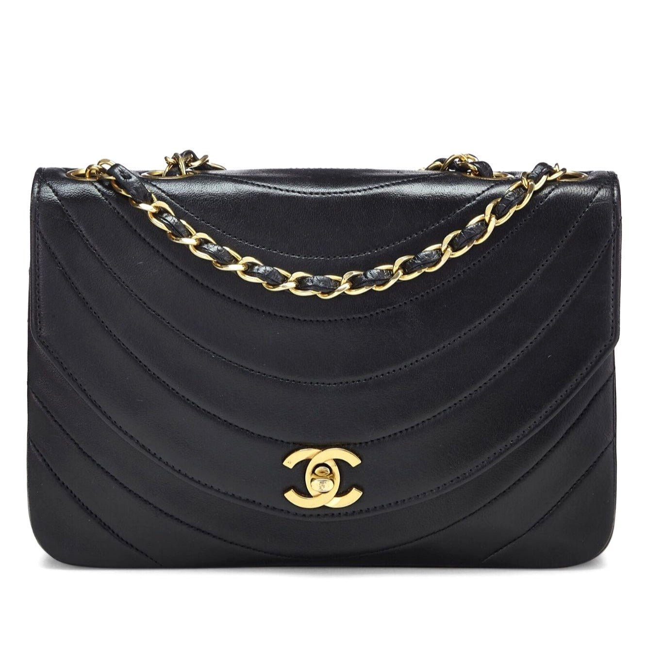 CHANEL 24K Vintage Timeless Classic Round Single Flap Bag Chain Purse