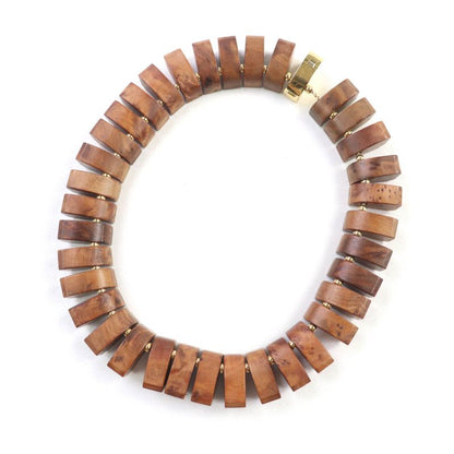 Bottega Veneta Radica Wood Cubic Zirconia 925 Necklace Choker
