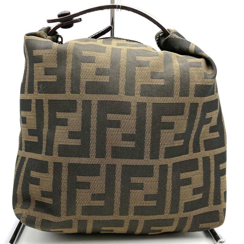 Fendi Zucca Pouch Handbag Canvas Brown Women Men Fashion  Vintage Gift