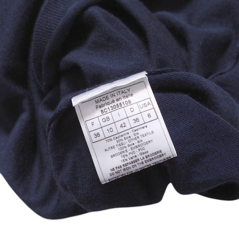 Christian DIOR Knit Size 38 Short Sleeve Knit Sweater Silk Chiffon Ribbon Bow