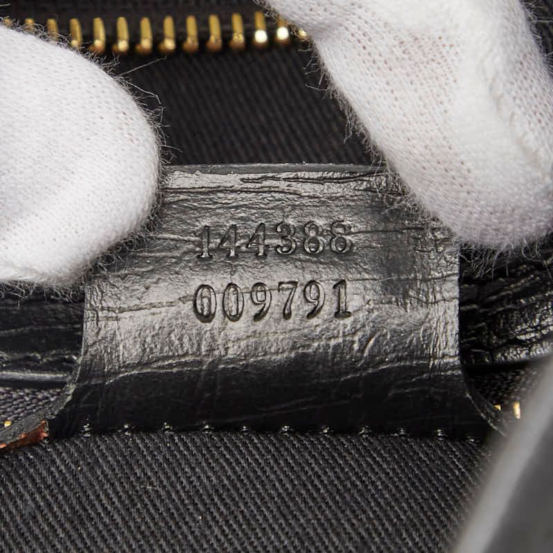 Gucci GG Canvas Crossbody Shoulder Bag 144388 Black Canvas Leather Ladies Gucci