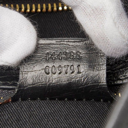 Gucci GG Canvas Crossbody Shoulder Bag 144388 Black Canvas Leather Ladies Gucci