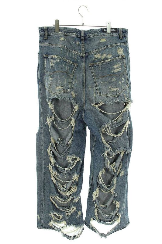 Balenciaga 745248 Thw25 Super Destroyed Large Fit Denim Pants Men's L
