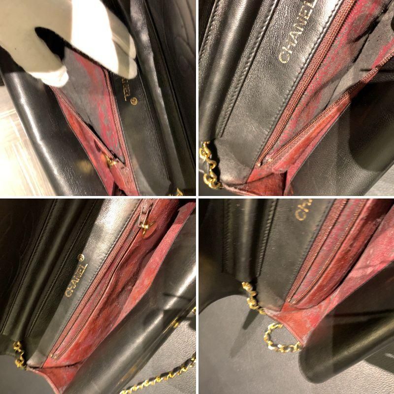 ◎ Authentic Chanel Half Moon Shoulder Bag Lambskin Black