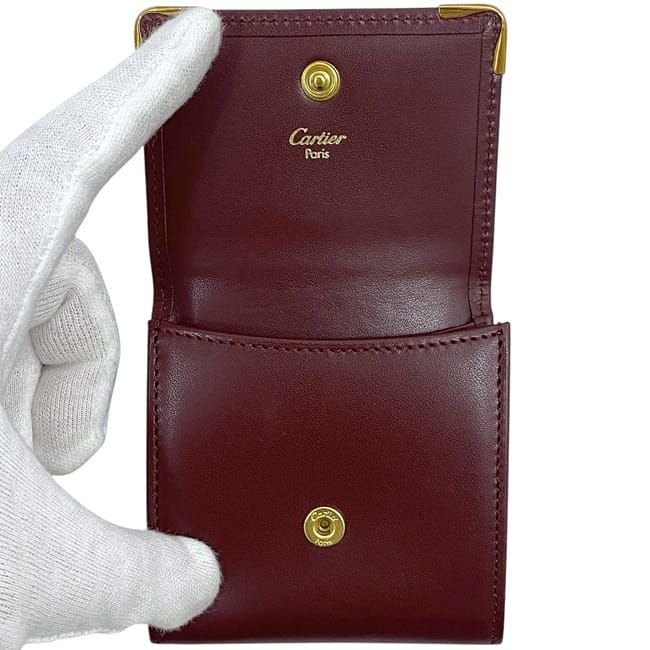 Cartier Coin Case Bordeaux Must Excellent Condition Coin Purse Leather Preowned