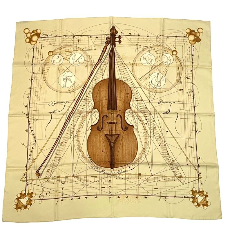 Hermes Scarf Carre 90 Music Played By Spheres La Musique Des Spheres Yellow