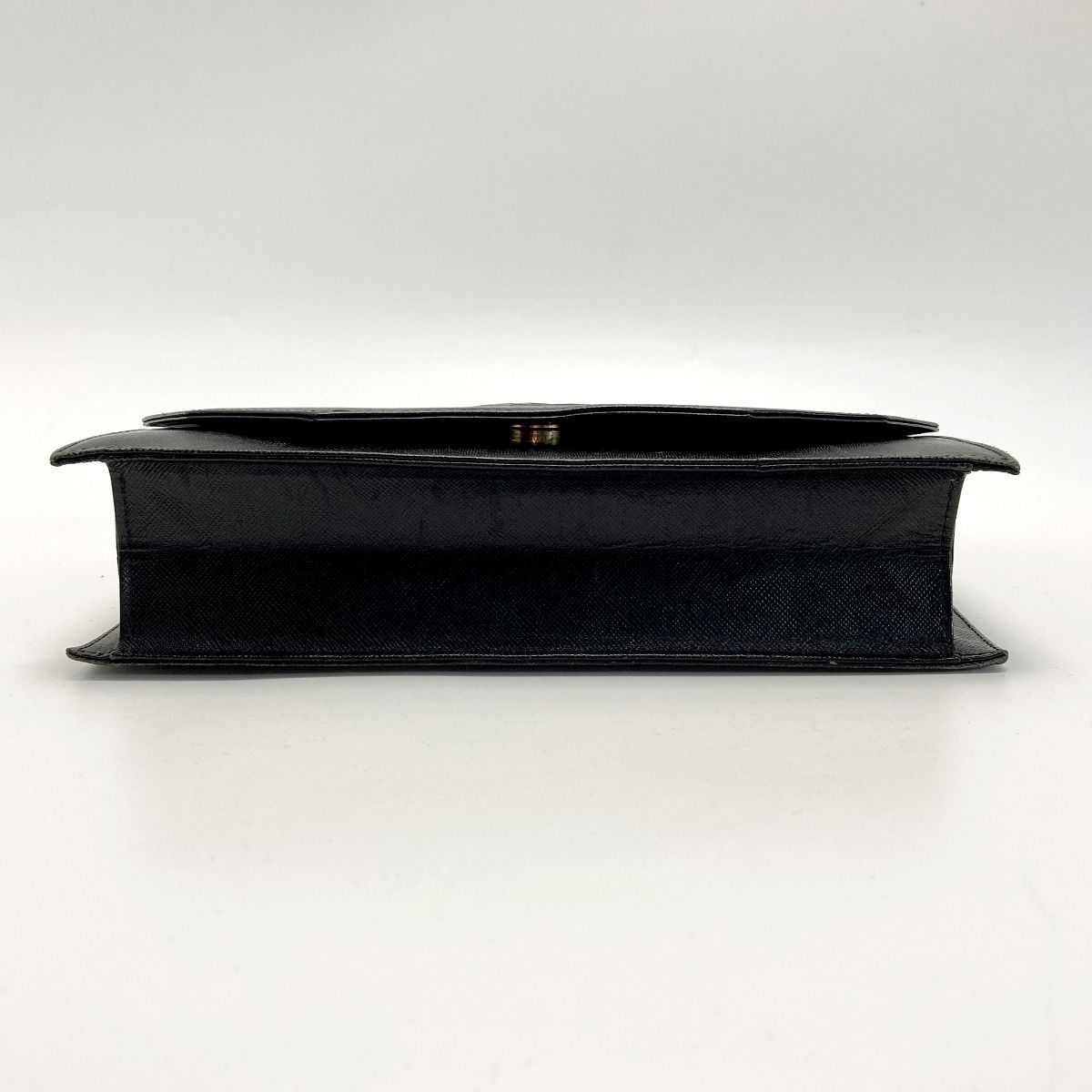 Yves Saint Laurent YSL Logo Clutch Bag Black Leather Vintage