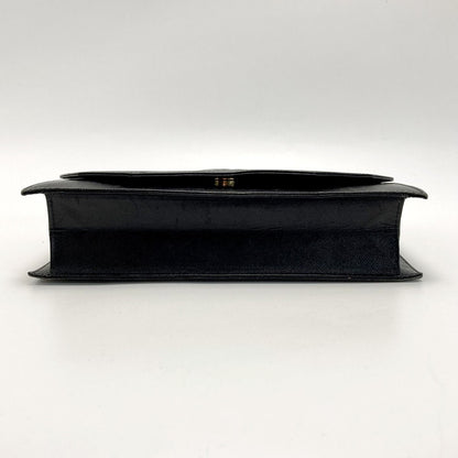 Yves Saint Laurent YSL Logo Clutch Bag Black Leather Vintage