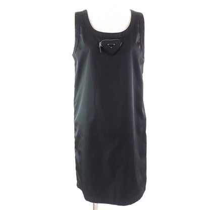 Prada 2023 230701 Re-nylon Triangle Logo Sleeveless Mini Dress Black 40 Made In