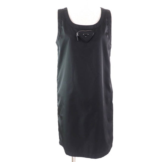 Prada 2023 230701 Re-nylon Triangle Logo Sleeveless Mini Dress Black 40 Made In