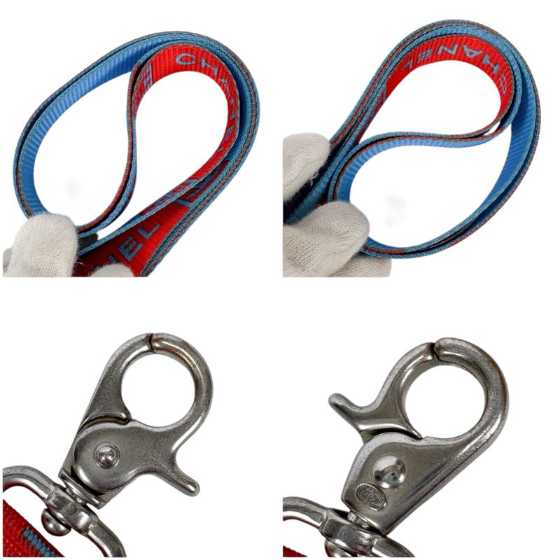 Chanel Neck Strap Coco Mark Blue Orange Red Silver Hardware