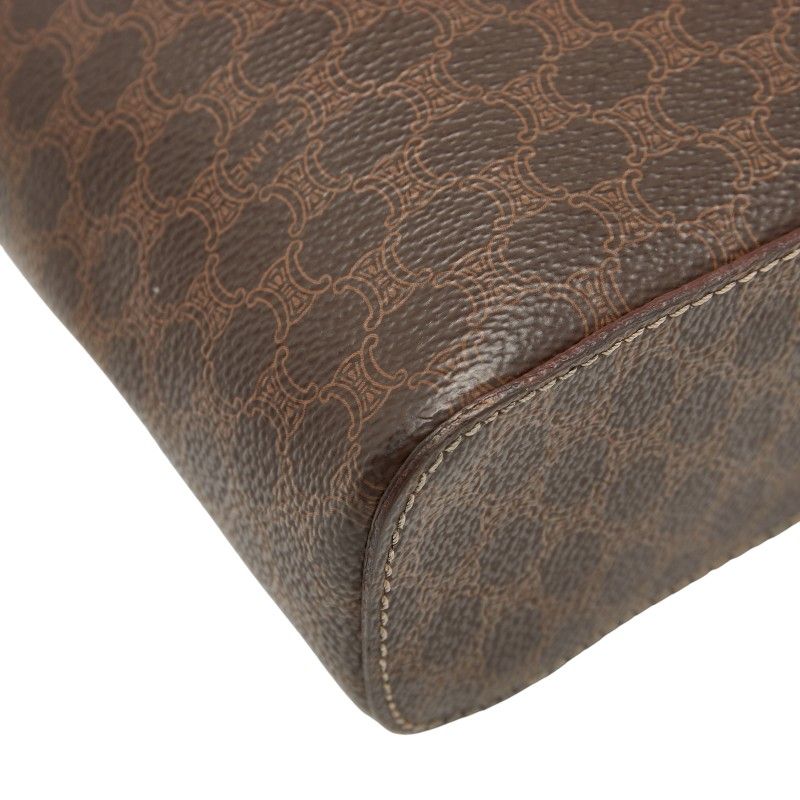 Celine Macadam Vanity Bag Cosmetic Pouch Brown PVC Leather Women Celine