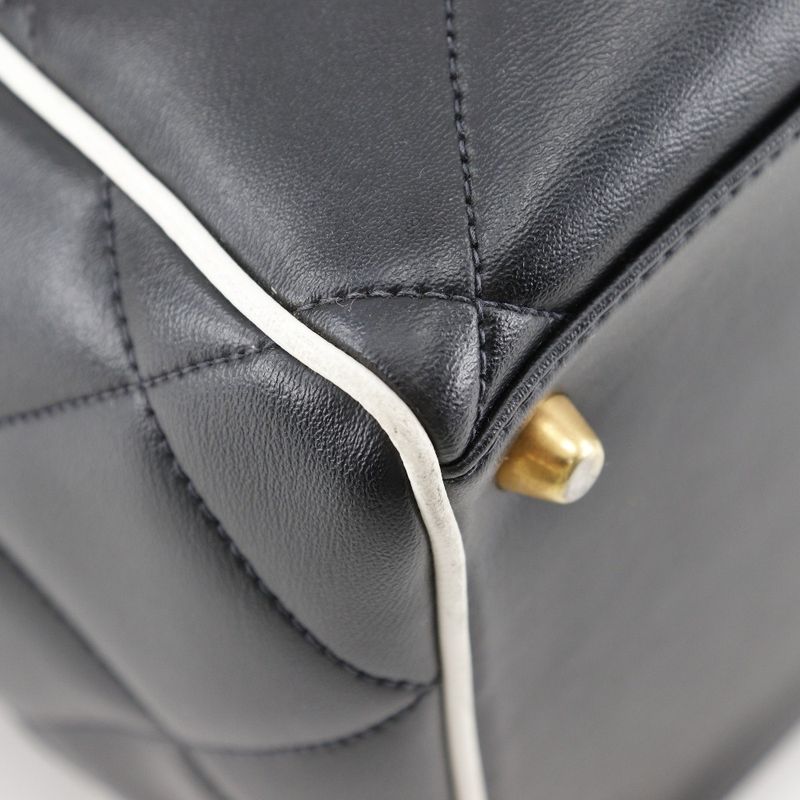 Chanel Matelasse Logo Vintage A05943 Calf Black Ladies Boston Bag