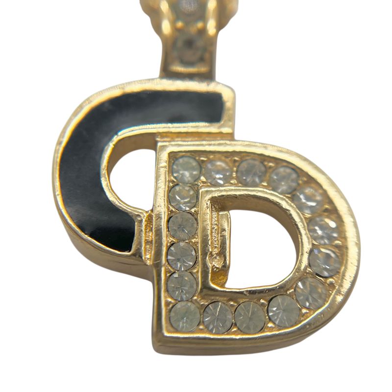 Christian DIOR Necklace Plated Metal Plated Metal Rhinestone CD Logo Gold