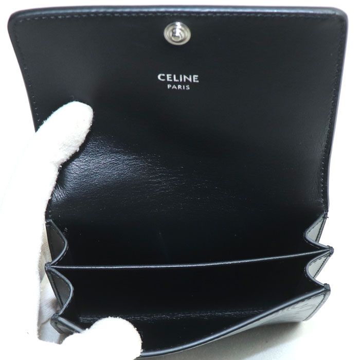 Celine Business Card Holder Triomphe Embossed Card Case Black 10m243fqd38si