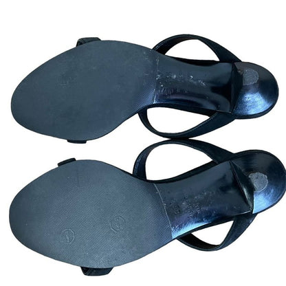 Hermes Suede Strap Low Heel Sandals Mules 35 1/2 Approx 22.5cm (8.86in) Black