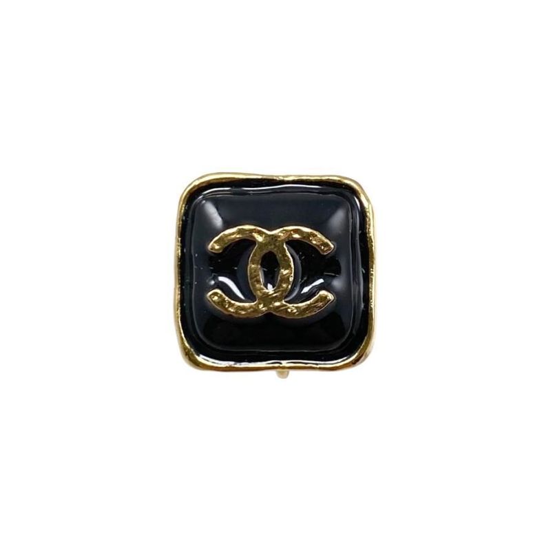 Chanel Earring Square Coco Mark Abc253 Black Gold Chanel Unused