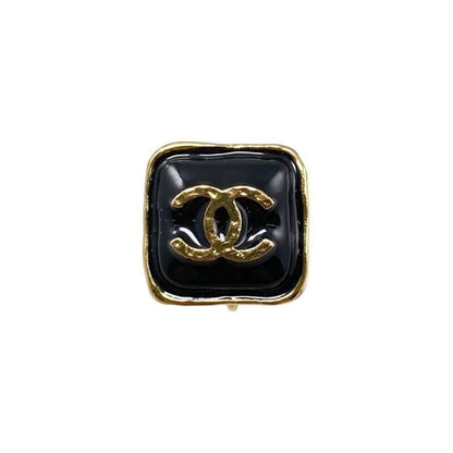 Chanel Earring Square Coco Mark Abc253 Black Gold Chanel Unused