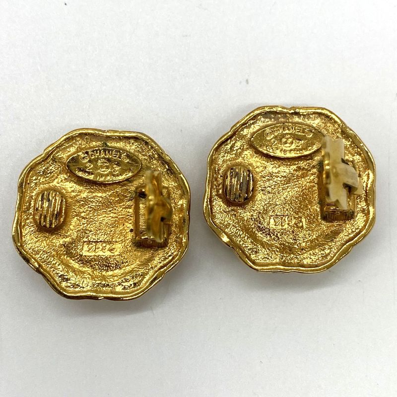 Chanel Earring Faux Pearl Gold Ladies