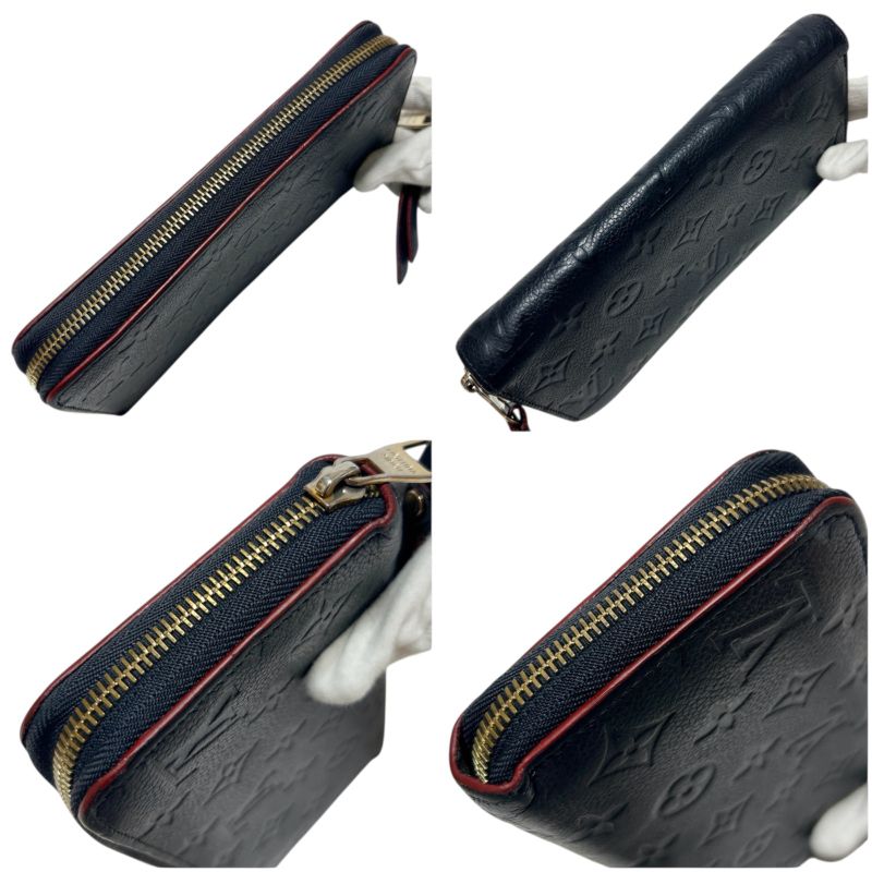 Louis Vuitton Empreinte Leather Zippy Wallet Navy Embossed Monogram Pattern