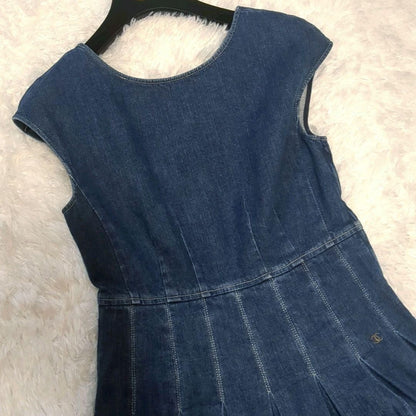 CHANEL Denim Sleeveless Dress Vintage 07C Blue Size 36 Flared