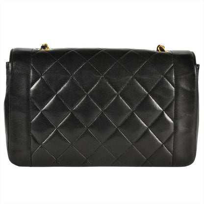 Chanel Coco Mark Matelasse Diana Chain Shoulder Bag Lambskin A01165 Black Gold