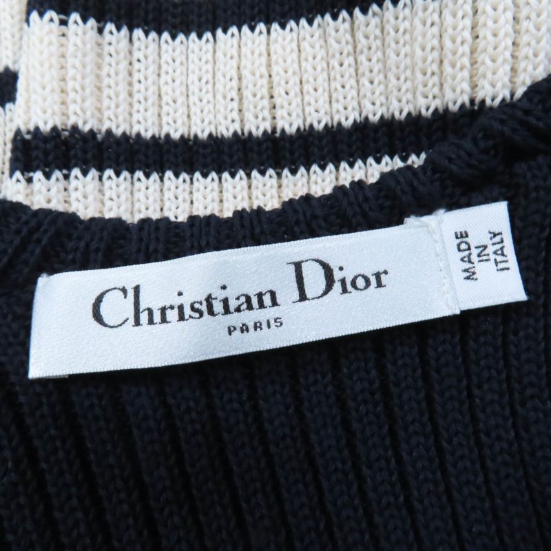 Christian DIOR 214s27am731 100% Cotton Striped Sailor Collar Long Sleeve Knit