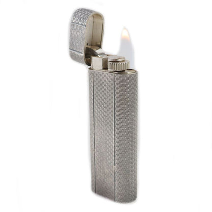  Cartier Oval All-over Roller Gas Lighter Silver Swiss Made Men's